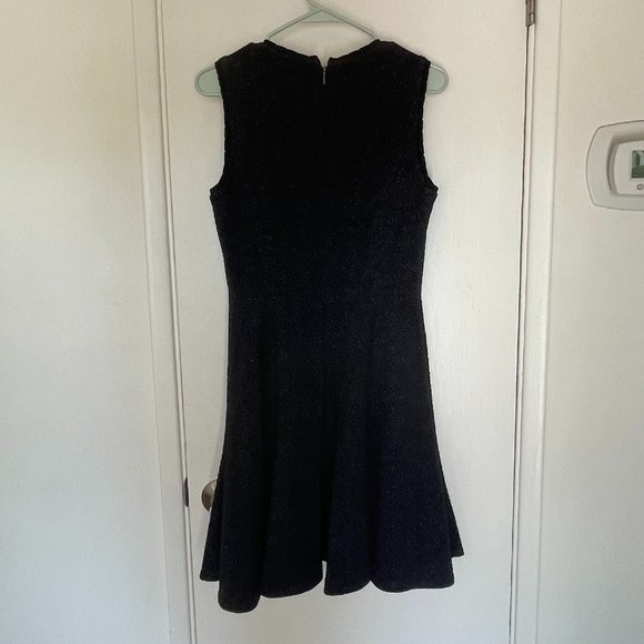 Like New Rebecca Taylor Blue and Black Textured V Neck Knee Length Dress Size 6 - Picture 7 of 7